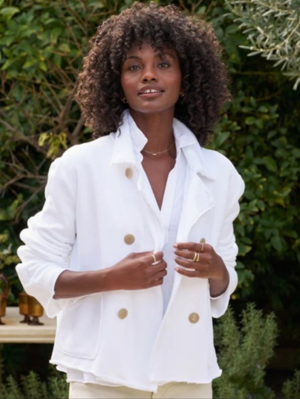 NWOT Frank & Eileen Mini Belfast Cropped White Sweatshirt Peacoat